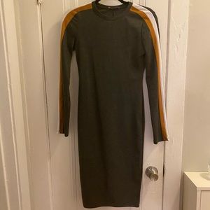Zara Grey Midi Bodycon Dress Small